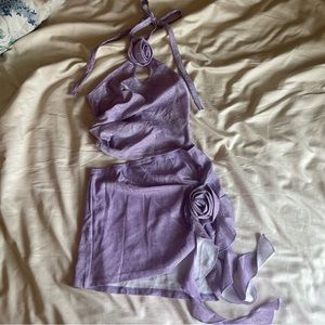 Purple Shimmer Two Piece Top and Skirt